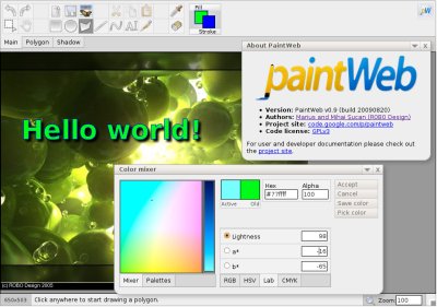 A screenshot 
      from PaintWeb
